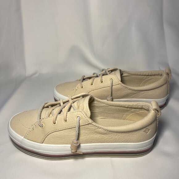 Sperry Crest Vibe Womens 7.5 Cream Multi Stripe Platform Sneaker Boat Shoe EC - Picture 4 of 8